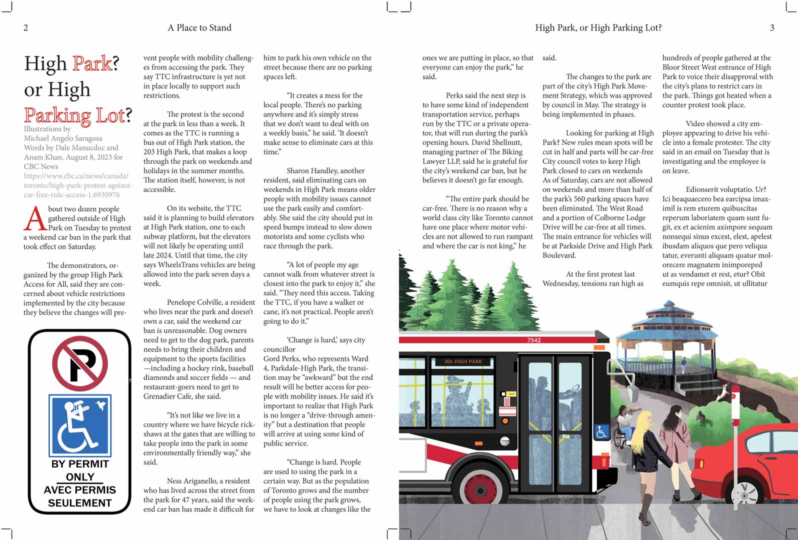 Page 5 of A Place to Stand magazine. Depicting the development of High Park in Toronto.