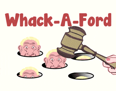 A game of whack-a-mole, with Doug Ford's head replacing the moles.