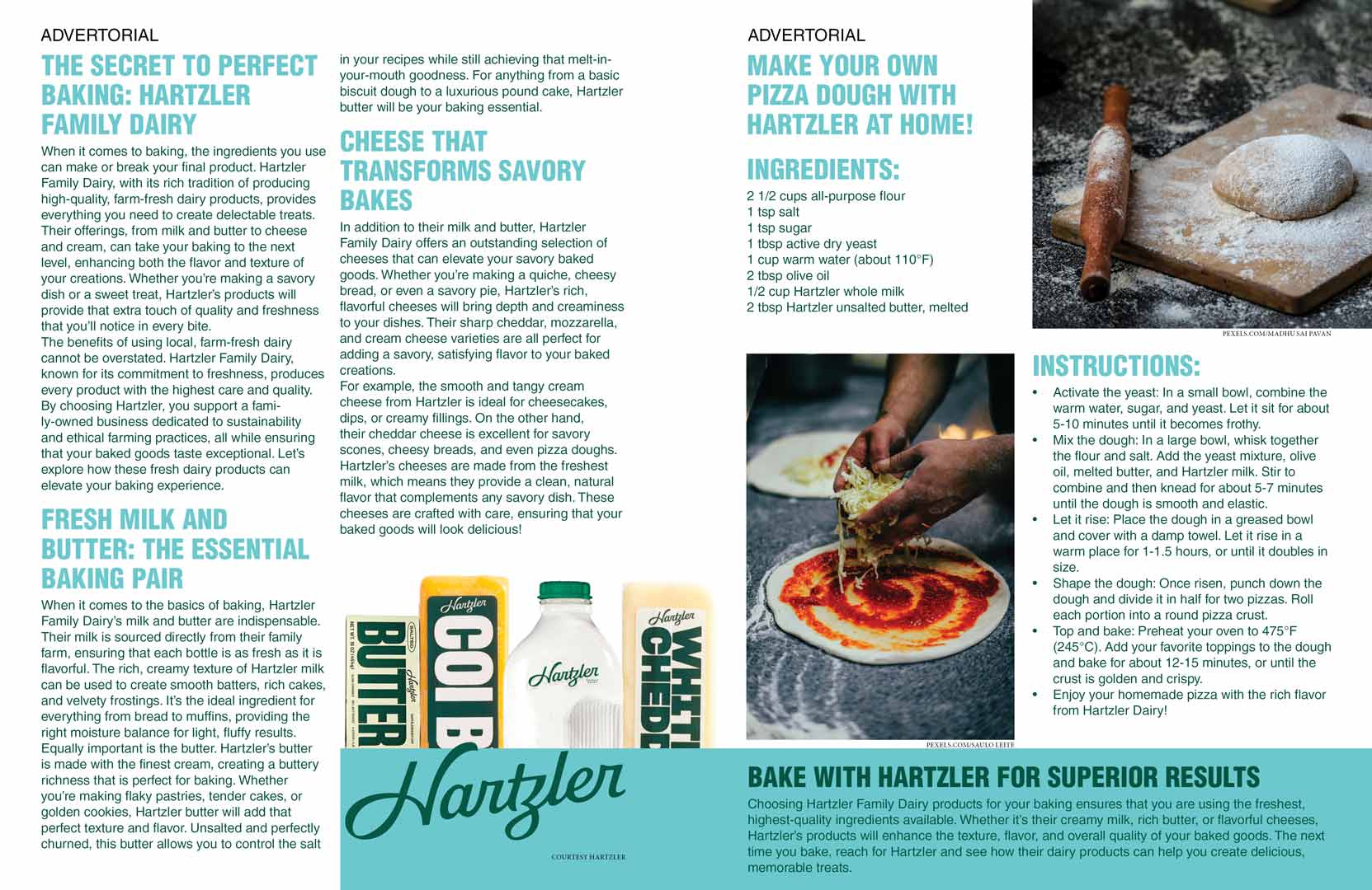 Spread page 3 of the Stud Muffin Magazine. An Advertorial for cheese and dairy products.