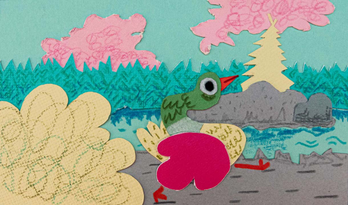 A collage illustration titled 'Struttin'.